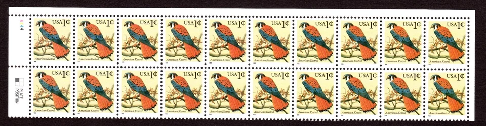 Scott #2477 American Kestrel Plate Block of 20 Stamps - MNH - Image 1 of 1