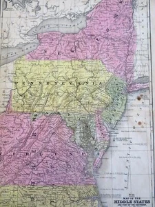 Eastern US New York Pennsylvania Virginia Maryland Washington D.C 1848 map - Picture 1 of 4