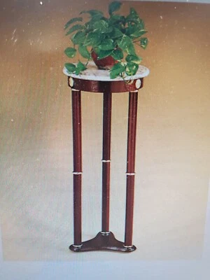  COASTER 3310 Accent Stands White Marble Top ROUND CHERRY Plant Stand (20A) - Image 1 of 4