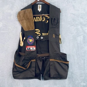 Vtg Bob Allen Skeet Trapshooting Vest Leather Right Hand Pad w/ Patches Sz XL - Bild 1 von 10