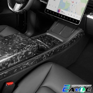 Fit 17-23 TESLA Model 3/Y Forged Carbon Matte Black Centre Console Side Panel - Picture 1 of 7