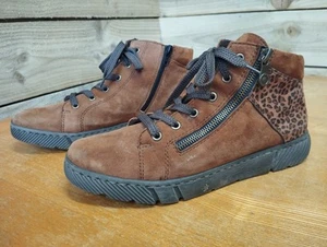 Rieker Brown & Leopard Print - Zip & Lace Boots - Size EU 40 (UK 6.5) Comfort - Picture 1 of 8