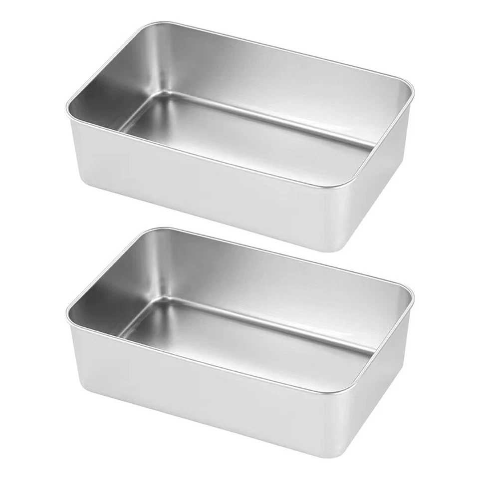  2 Pcs Tiefe Backpfanne Aus Rostfreiem Stahl Essenstablett Edelstahl - Bild 1 von 4