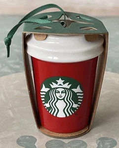 NEU Starbucks Keramik Holiday Christmas Ornament rot Kaffeetasse NC 2016 - Bild 1 von 6