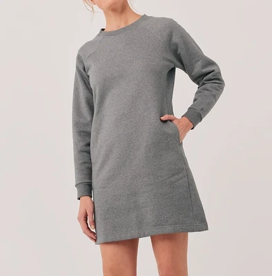 Pact Womens Small Gray Courtside Sweatshirt Dress Long Sleeve Organic Cotton - Image 1 of 4