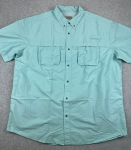 L.L. Bean Fishing Shirt Men 2XLT Aqua Vented Nylon Blend Short Sleeve Outdoor - Picture 1 of 7
