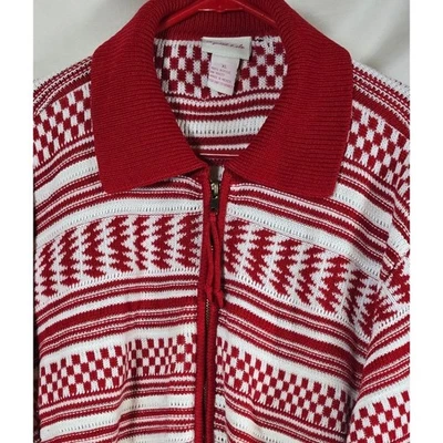 Crystal Kobe женщин XL красный белый геометрический молнии с воротником LS свитер лыж - Изображение 1 из 4