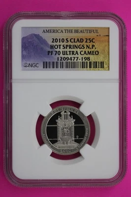 2010 S PF 70 Clad Quarter Hot Springs Park ATB NGC Graded Certified Slab 490 - Image 1 of 3