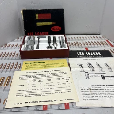 LEE LOADER 10 Ga. GUAGE  3 1/2" M  RELOADING TOOL COMPLETE & GUIDES RARE - Image 1 of 4