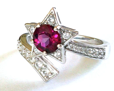 Crimson Mystic Topaz Shooting Star Ring  / size 10 / 925 Sterling Silver - Image 1 of 4
