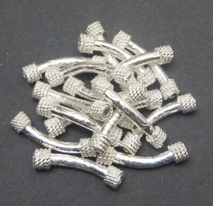 14 Pezzi 21X3MM Massiccio Rame Bali Tubo Perlina Argento Placcato 489AS-543 - Foto 1 di 3