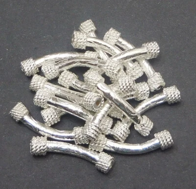 14 Pezzi 21X3MM Massiccio Rame Bali Tubo Perlina Argento Placcato 489AS-543 - Immagine 1 di 3