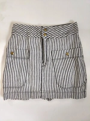 Minifalda Silence + Noise mujer algodón lino rayas talla 0 cintura alta Foto 1 de 4