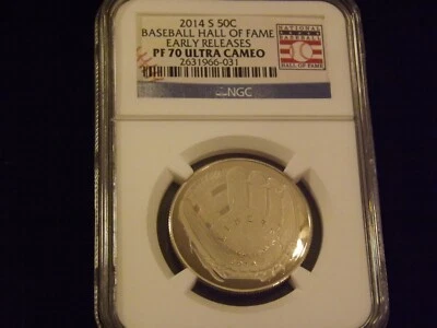 2014-S   50c  Baseball Hall Of Fame   Early Releases      NGC PF 70 Ultra  Cameo - Image 1 of 2