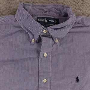 Ralph Lauren Shirt Mens XL Blue Micro Check 100% Cotton 2 Ply Button Up Blake - Picture 1 of 11