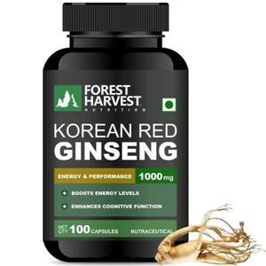 Forest Harvest Korean Red Panax Ginseng 100 Capsules |1000 mg Per Serving - Picture 1 of 8