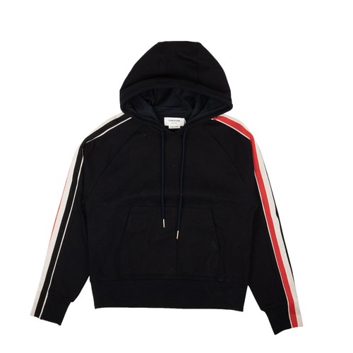 Felpa con cappuccio Thom Browne Navy Interlock RWB Stripes nuova con etichette taglia 1 $925