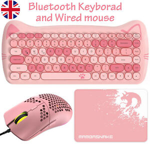 Bluetooth 5.0 Wireless Cute Computer Keyboard Mouse Multi Device Silent Office