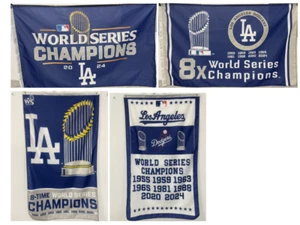 Los Angeles Dodgers 3x5 Ft Flag 2024 World Series Champions Trophy MLB Set of 4 - Picture 1 of 5