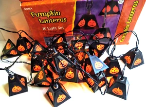 2 Boxes 1990s Noma PATIO PARTY Pumpkins Lanterns Lights Set NEW Open Box Vintage - Picture 1 of 12