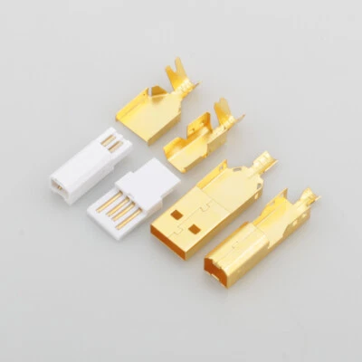 AUDIOCRAST Conector USB-A+USB-B chapado en oro de 5 U, hágalo usted mismo cable USB de alta fidelidad