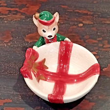Vintage Fitz and Floyd Omnibus Christmas Elf Mouse Trinket Dish or Candy Bowl