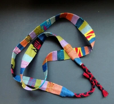 Cinturón tejido a mano hecho a mano arco iris azteca oeste suroeste tribal trenzado 57" Foto 1 de 4