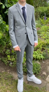 Konfirmation, Jugendweihe Anzug, hellgrau, Größe 48, Blazer und Hose, SuperSlim - Bild 1 von 10