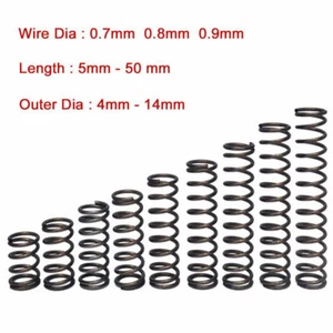 10 piezas de resorte de compresión OD 4-14 mm de diámetro de alambre 0,7/0,8/0,9 mm resortes pequeños de acero - Imagen 1 de 4