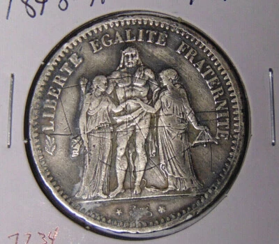 1848-A França Prata 5 Francos Liberte Egalite Fraternite (82522) - Imagem 1 de 2