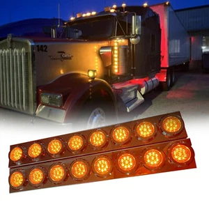 Front Clear Lens Peterbilt Air Cleaner Kit w/16 Flat Amber LED Lights & Bezels - Picture 1 of 8