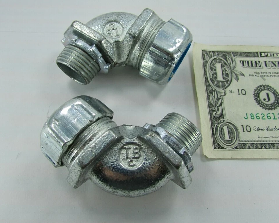 25 Pcs Thomas & Betts 5252 1/2" 90d Conduit Connector Liquidtight Flexible Metal