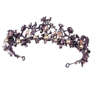 Vintage Dark woodland Tiara Crown Goth purple Queen diadem headdress brown - Picture 1 of 5