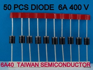 50 PIEZAS DIODO 6A40 / P600G / 400V 6A SEMICONDUCTOR TAIWANÉS ORIGINAL NUEVO DE LOTE ANTIGUO - Imagen 1 de 8