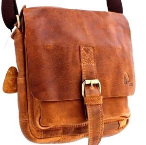 Bolso de cuero natural genuino para mujer y hombre diseño vintage hecho a mano Davis - Imagen 1 de 6