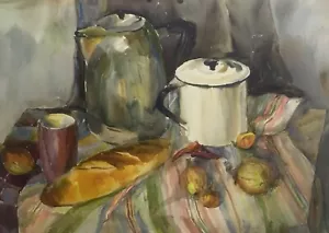 Watercolor Painting Unframed Food on the Table Palazhchenko I Kitchen Decor n658 - Picture 1 of 9