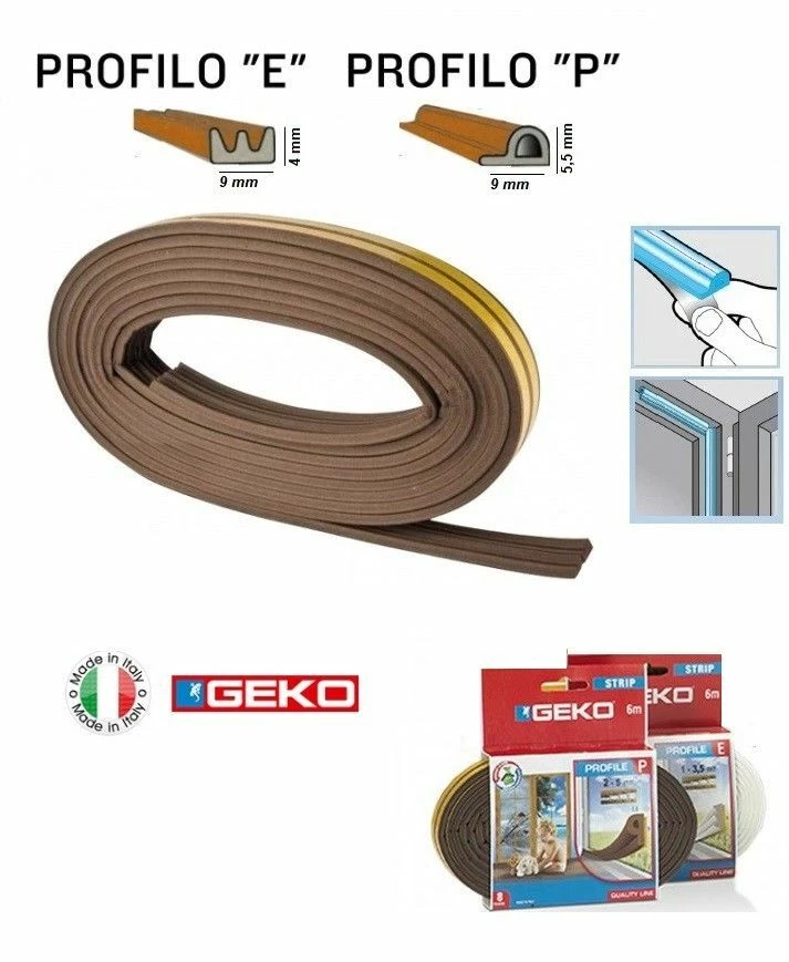 PARAFREDDO PARASPIFFERI MARRONE GUARNIZIONE ADESIVA PER PORTE E FINESTRE GEKO  - Immagine 1 di 1