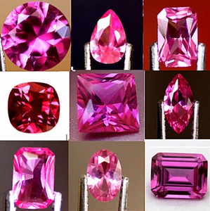 Hot Pink Lab Created Ruby, Cut and Size Choice - Picture 1 of 9