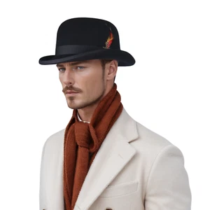 Handcrafted Wool Felt Bowler Hat, Sweatband & Satin Lined,Quality Warm Derby Hat - Picture 1 of 67