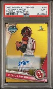 JACKSON ARNOLD 2023 Bowman U Chrome 1st Yellow Refractor Auto /75!!! PSA 9!!! - Picture 1 of 2