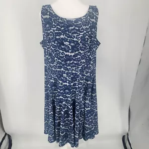 Abito Tommy Hilfiger blu stampa pizzo senza maniche aderente e svasato taglia 18 - Foto 1 di 9