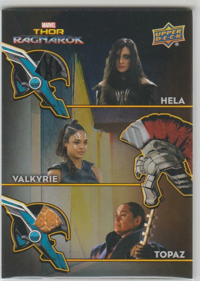 THOR RAGNAROK TRIPLE COSTUME CARD ARMORY AT-4 HELA VALKYRIE TOPAZ RELIC MATERIAL - Image 1 of 1