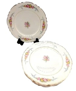 W S George Radisson Ceramic Desert Plates Floral Gold Rim 125B Set of 6 Vintage - Picture 1 of 8