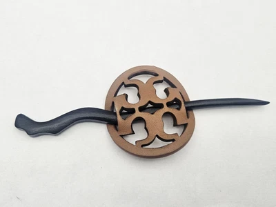 Tory Burch hair pin hair clip Beige Tan & black re-purposed upcycled Barrette - Image 1 of 3