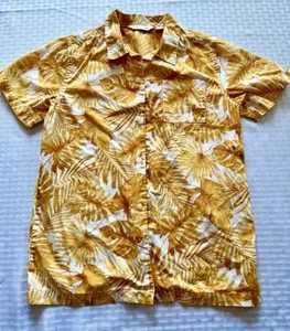 Janie and Jack Boys Hawaiian Shirt Size 8 Yellow Palm Leaf Print Cotton - Picture 1 of 7