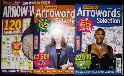 3 ARROW WORD PUZZLE BOOK ARROWORDS OVER 250 PUZZLES EVERYDAY AND FAMILY MAGs - Image 1 of 4