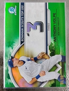 2023 Bowman Chrome Scouts Top 100 - Anthony Volpe Green Refractor #84/99 - Picture 1 of 2