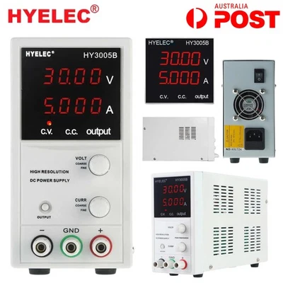 HYELEC DC Power Supply 30V 10A Variable Adjustable Digital LED Display Lab Bench - Image 1 of 4