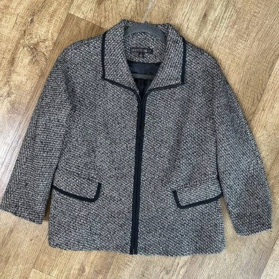 Lafayette 148 N.Y. Jacket Size 8 Gray Full Zip Blazer Career Tweed Wool Cashmere - Image 1 of 4
