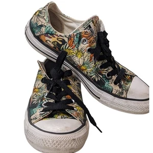 Converse All Star Floral Print Sneakers Women 7 Boho Flower Canvas Low Top Shoes - Picture 1 of 17